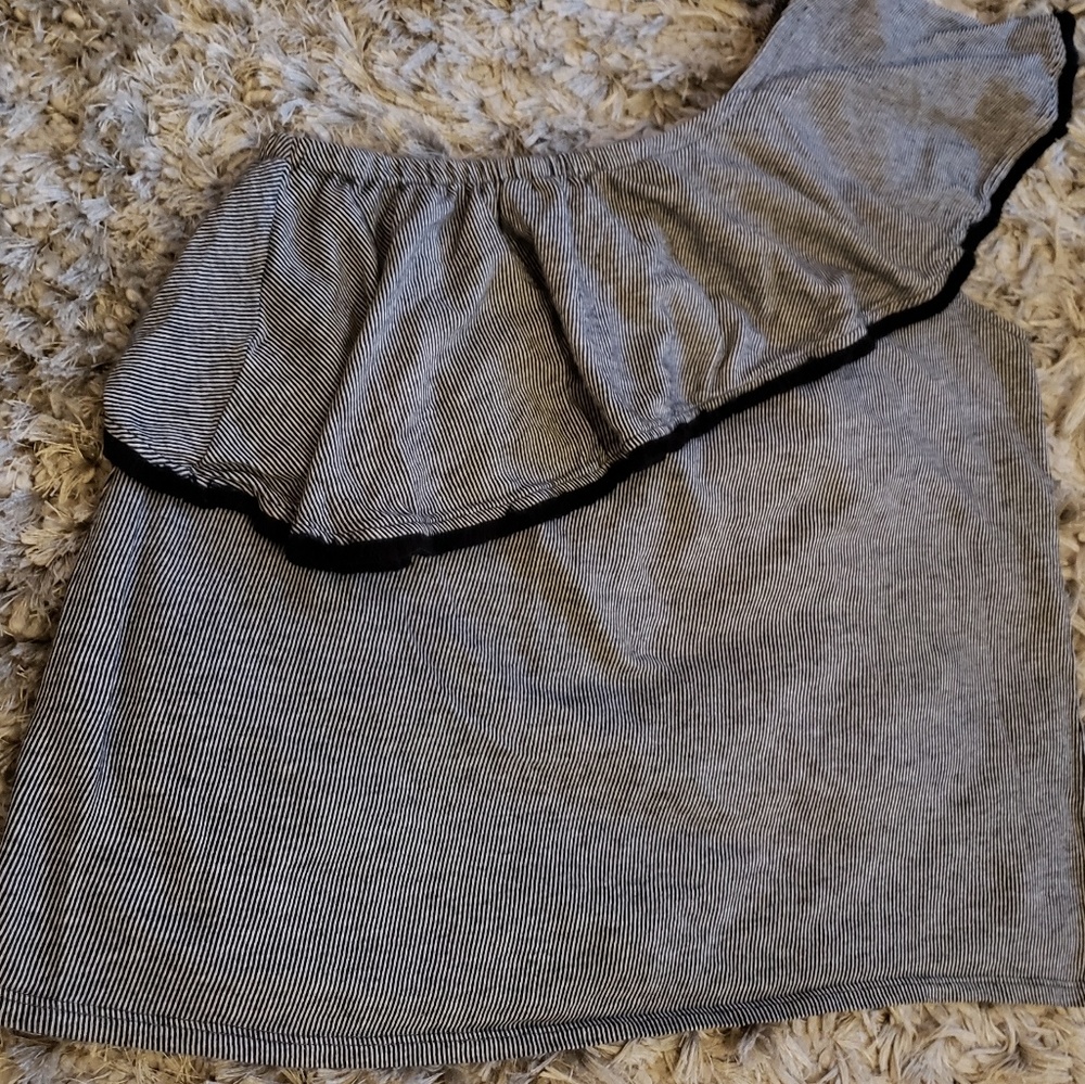 LOFT Striped One Shoulder Ruffle Top - Picture 2 of 5